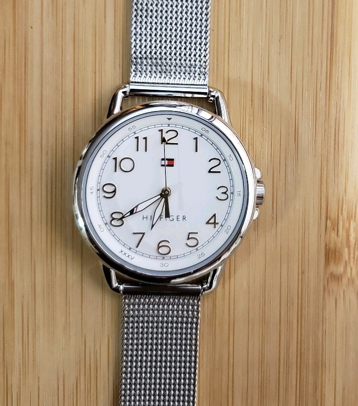 Tommy Hilfiger CASEY Watch With 36mm White Face & Silver MeshBand 