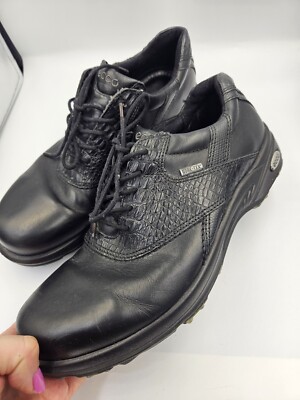 Ecco Goretex Golf Shoes Size EU 40 Black Men Spikes US 6/6.5 Black  Leather