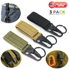 3pcs Tactical Gear Clips Molle Nylon Key Ring Holder Gear Keychains Hooks Hanger