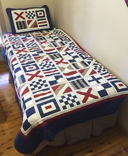 Image of NEW ALEK & LUKA KIDS 'SAIL THE GLOBE' SINGLE BED QUILT & PILLOW CASE 100% COTTON