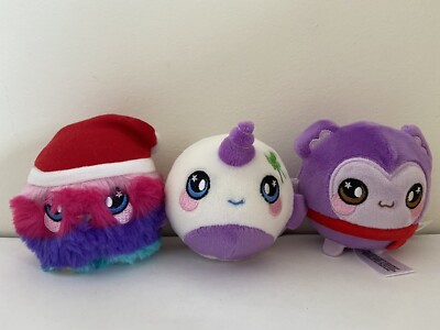 NEW Squeezamals Scented Plush Lot- Christmas Monkey,Narwhal, Puffy Fluff w/boxes