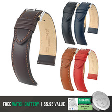 HIRSCH Kent Artisan Calf Leather Watch Strap - Vegetable Tanned-QR Bonus Battery