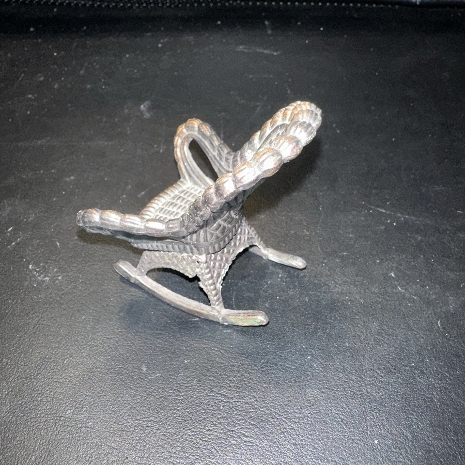 Vintage Miniature DollHouse Furniture Rocking Chair Die Cast Copper Metal Durham - Image 2 of 4