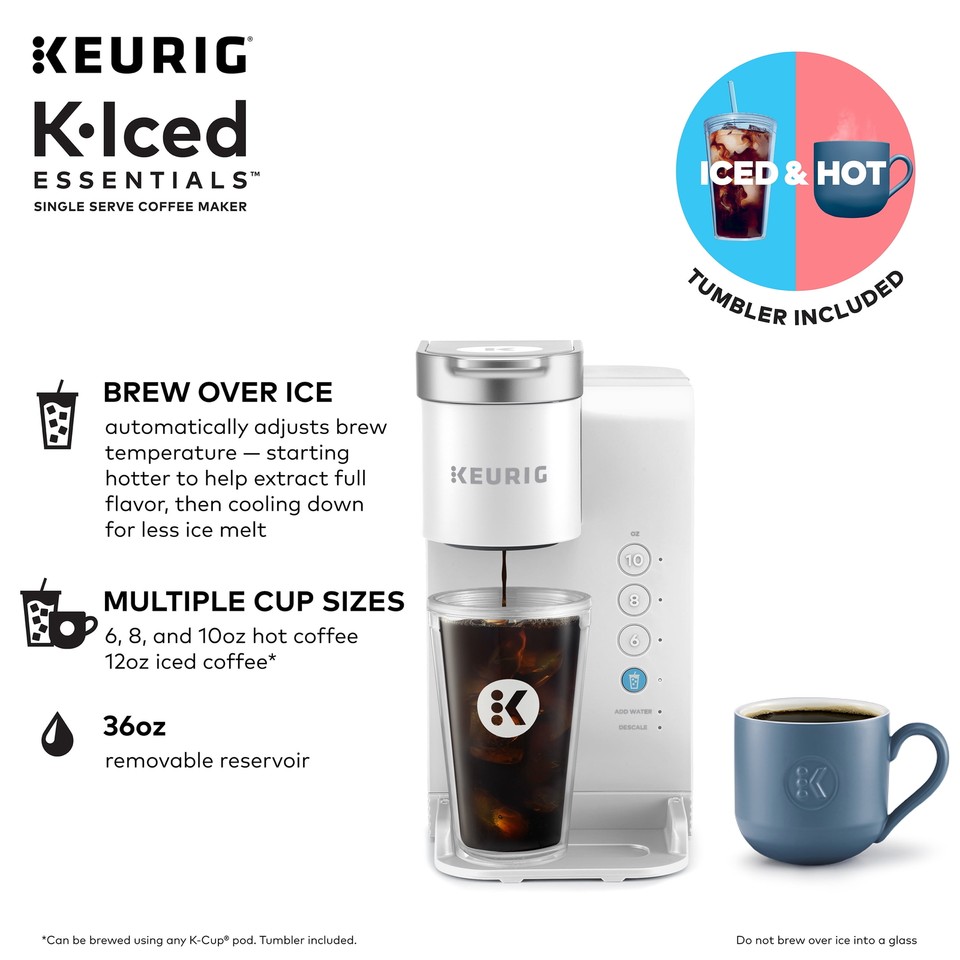 Keurig KIced Essentials Iced and Hot SingleServe KCup Pod Coffee