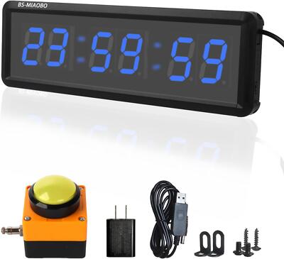 1.5 Inch 6-Digit LED Gym Interval Timer Countdown Stopwatch Blue Aluminum