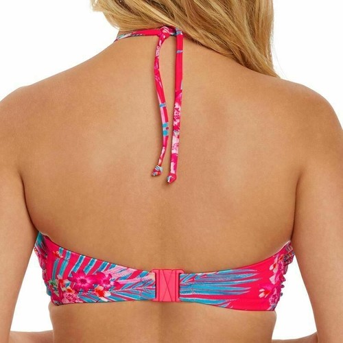 Freya Wild Sun Bikini Top Size 34B Padded Bandeau Tropical Punch Pink Blue 2881 - Picture 8 of 12