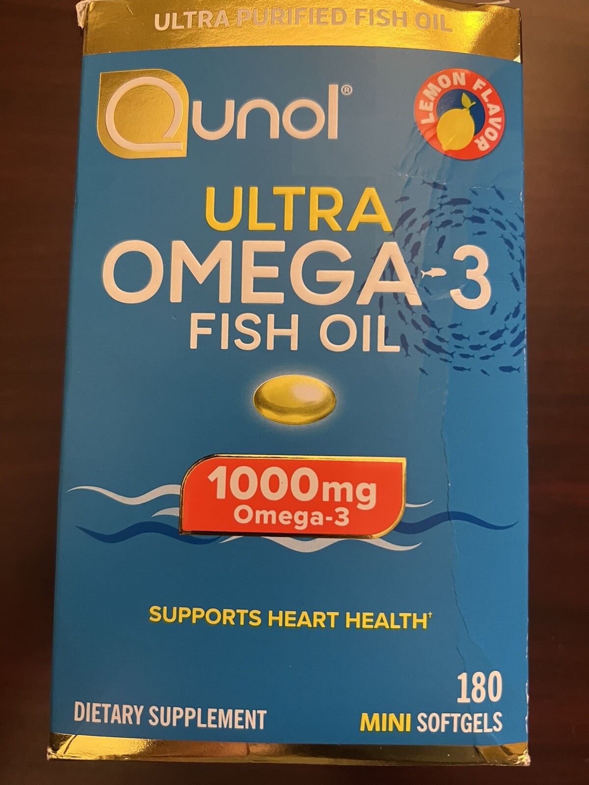 Fish Oil Mini Softgels, Qunol 1000mg Omega 3 EPA 180 Mini Count Expire