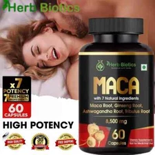 Maca Root Caps  Red, Yellow, Black Maca with Ashwagandha,Shilajit Ginseng Extrat