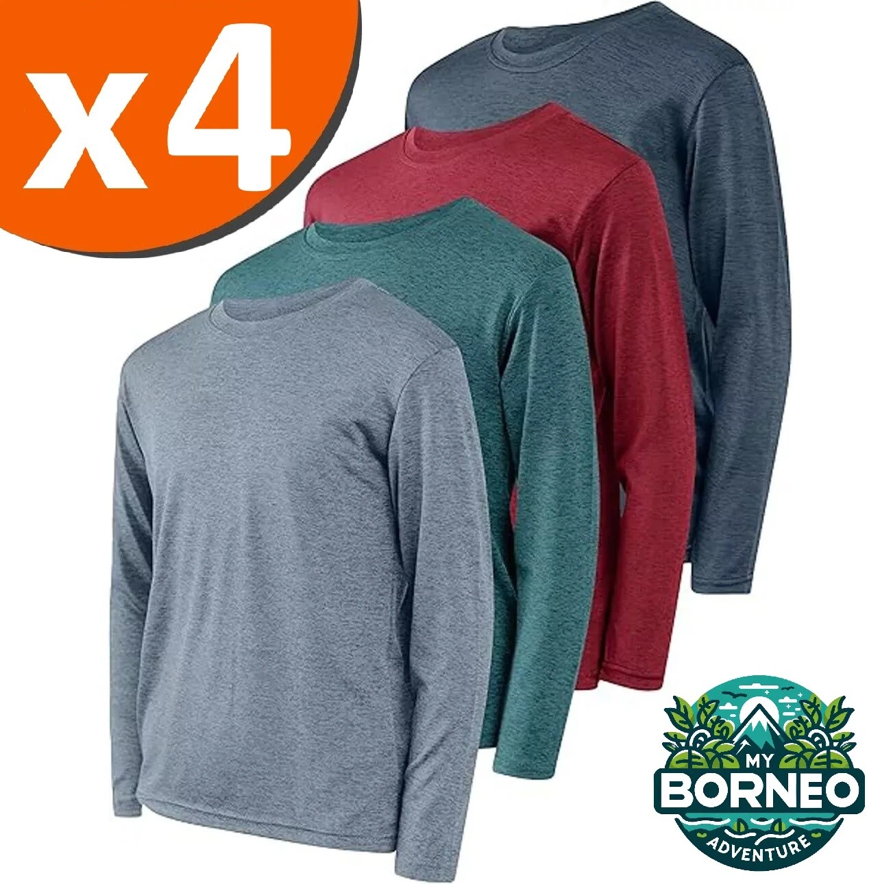 Boys Base Layer Long Sleeve Shirt 4 pack Running Top Dry-Fit Tech Fabric