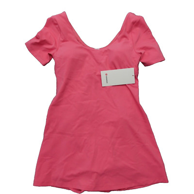 New Lululemon Size 2 Align Short Sleeve Dress SAKP Sakura Pink 3'' Liner Nulu