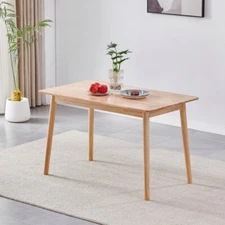 47" Rectangular Natural Solid Wood Dining Table Round Edge Dining Room Kitchen