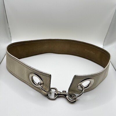 MIU MIU Women's Belt Leather Wide Belt Designer Off White Beige 32 '' 80 cm  UK
