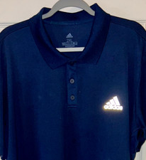 ADIDAS AEROREADY - Men's Polo - Navy Blue w/Grey Metallic Logo - 2XL