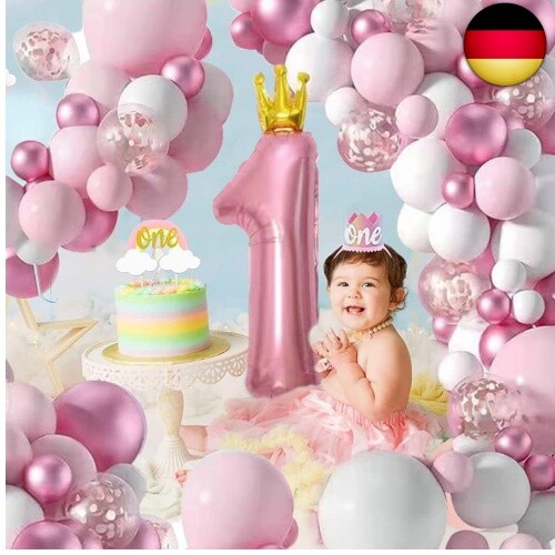 DazzJoy Schmetterling Geburtstagsdeko - 7-teiliges Ballon-Set Für 1. Geburtstag Mädchen