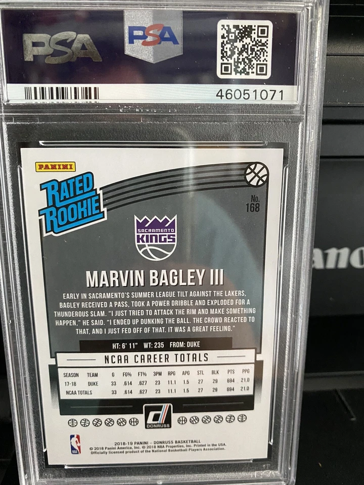 Marvin Bagley lll 2018-19 Donruss Pink Holo Laser /79 RC PSA 10 Gem Mint Pop 2🔥 - Image 2 of 2