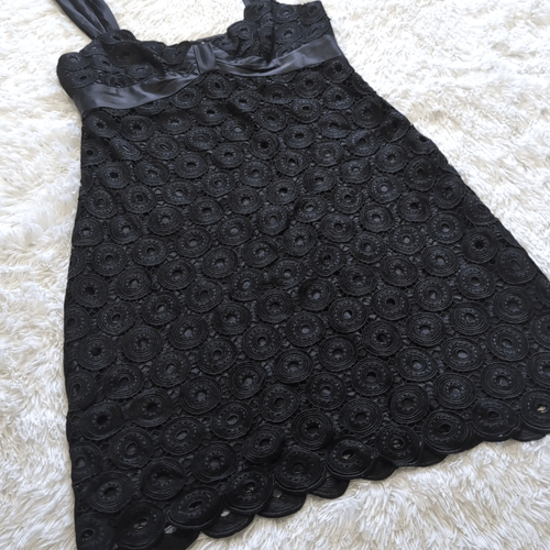 Anthropologie Yoana Baraschi Black Medallion Lace Dress with Silk Trim Cocktail - Picture 3 of 12