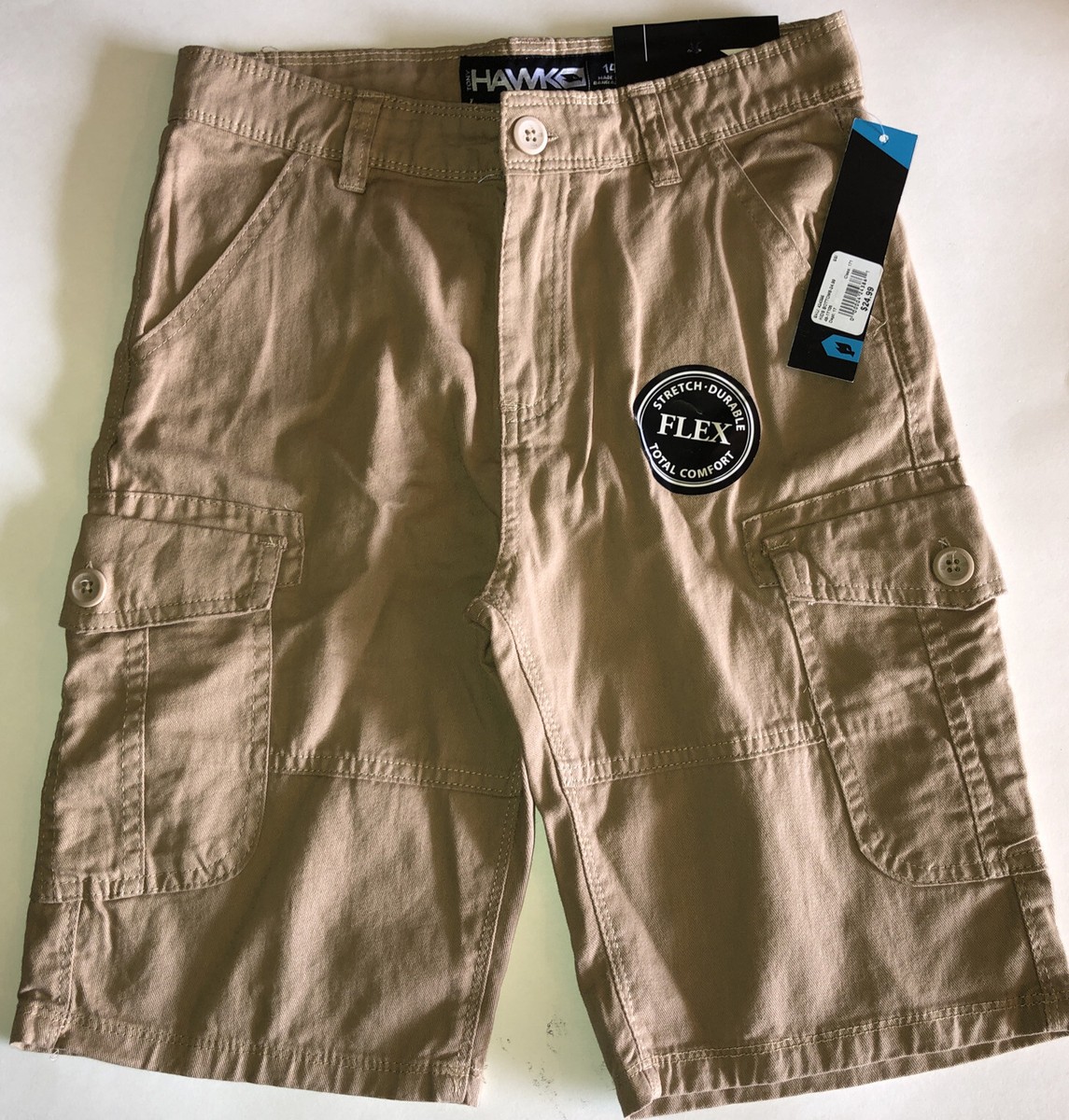 NWT Tony hawk Boys Size 7 Cargo Brown Khaki Shorts Total Comfort