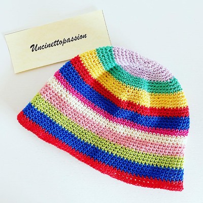 cappello cloche lana cotone MODELLO COLOR UNISEX lana uncinetto handmade |  eBay