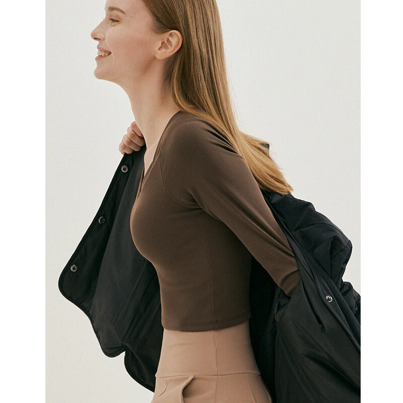 AAALO Mujer Manga Larga Yoga Ejercicio Camiseta Pit Rayas Base Foto 4 de 4