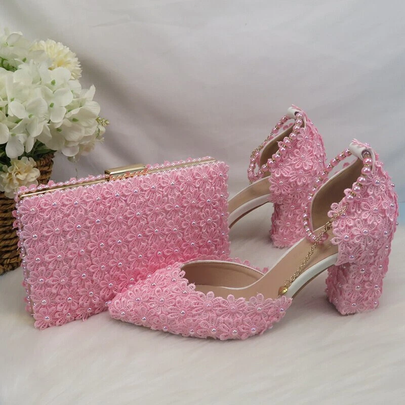 Ladies pink cheap wedding shoes