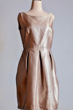 White House Black Market Women's Evening  Dress Metallic Pleated Grey Size 4