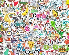 50 pcs "Kawaii Biking" Sticker Pack Cartoon Aesthetic Stickers Cycling Gifts
