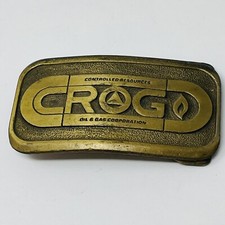 CROG Controlled Resources Oil Gas Corporation Belt Buckle Vintage