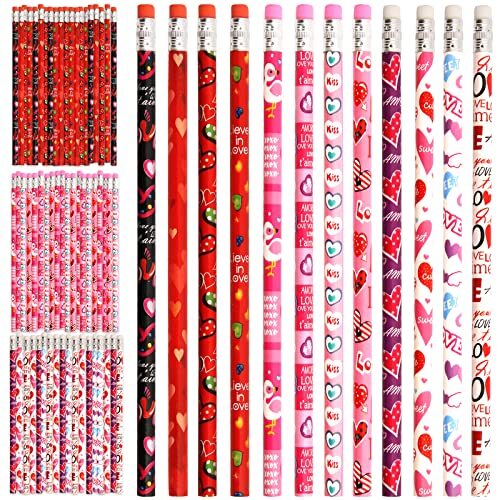 Valentines Pencils For Kids Red Heart Pencils Bulk With Erasers 60 Pcs Valentine-image