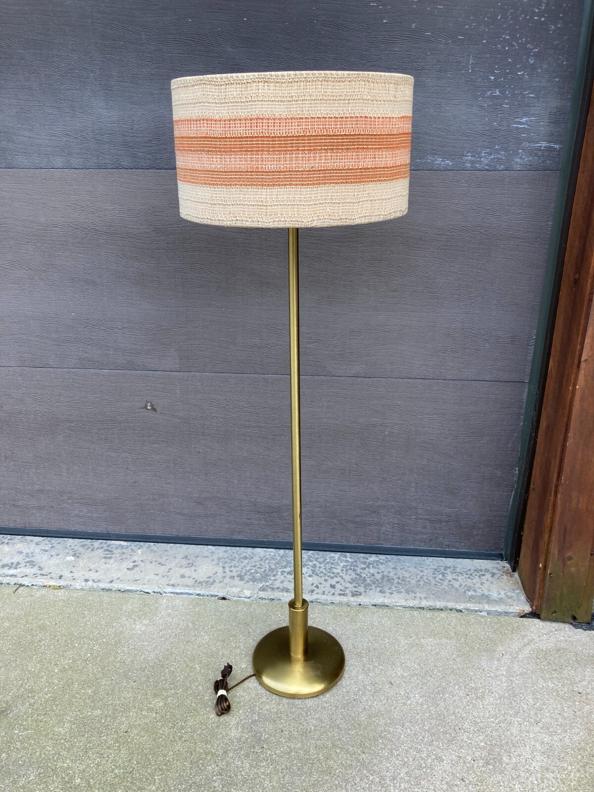 Vintage Mid Century MCM Floor Lamp Milk Glass Torchiere Shade Brass