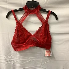 Seven til Midnight Womens Bra Red 3 Piece Lace Garter Belt Open Crotch Set 1X/2X