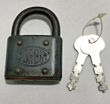 VINTAGE CORBIN BRASS PADLOCK with KEY