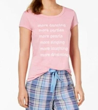 Jenni by Jennifer Moore Womens Graphic-Print Pajama Top Rosebay Pink L