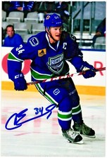 Carter Bancks Autographed 4x6 Color Lehigh Utica Comets #34 Team Captain