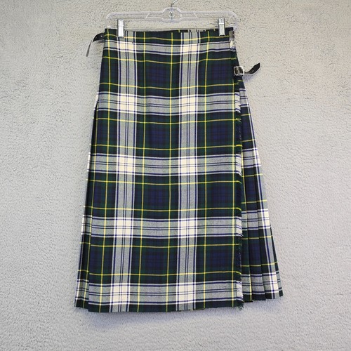 Tartan Gift Shops Skirt Womens XS Tartan Plaid Scottish Kilt Green Vintage Wool
