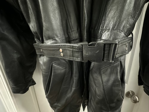 Womens Black Leather Full Zip Parka Jacket Coat - Size L . Nice! - Picture 3 of 12