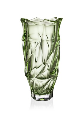 Crystal Glass Vase 12 ''Centerpiece Flower Vase  Green Bohemian Crystal Vase Gift