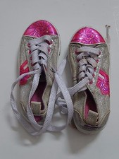 Faded Gray Pink Sparkly Tennis Shoes Sneakers Hip Hop Dance girls size 12