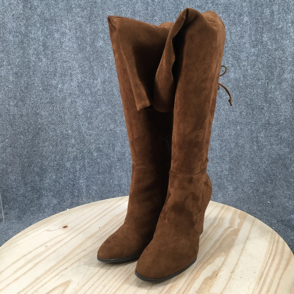 Vince Camuto Botas Mujer 9 M Tapley Alto Sobre La Rodilla Marrón Gamuza Tacones Cremallera Foto 4 de 4