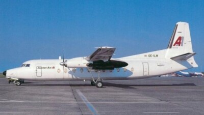 Amerer Air Fokker F-27-500 OE-ILW @ Ostend 1999 - postcard