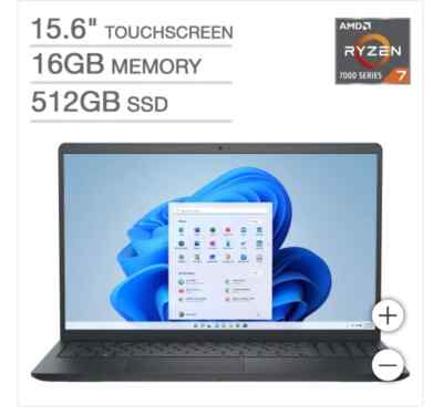 Dell Inspiron 15.6'' FHD Touch Screen Laptop AMD Ryzen 7 7730U 16GB RAM 512GB SSD