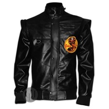MEN'S COBRA KAI KARATE KID JOHNNY LAWRENCE REAL BIKER BLACK LEATHER JACKET