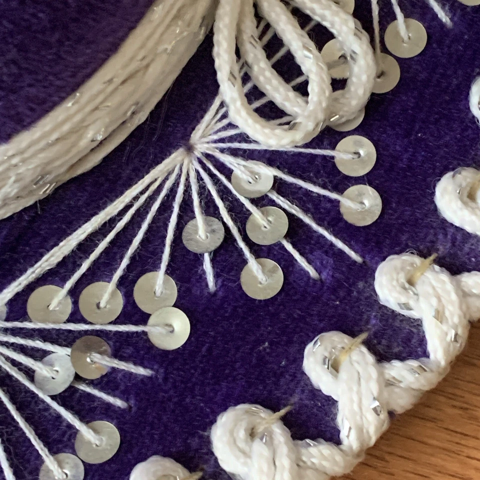 Sombrero Mexicano Pigalle Mariachi Sombrero Niño Talla Púrpura Terciopelo Borde Blanco Foto 4 de 4