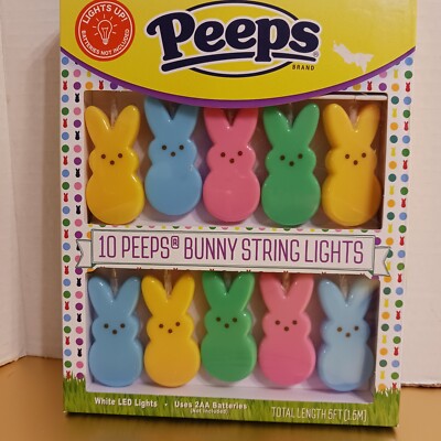 Easter Peeps Mini Bunnies Novelty String Lights, 10-ct. Battery-operated Bunnys 