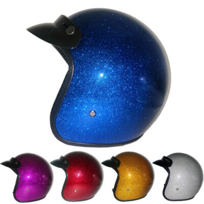 DOT Open Face 3/4 Motorcycle Helmet Vintage Cafe Racer Scooter Street Helmets