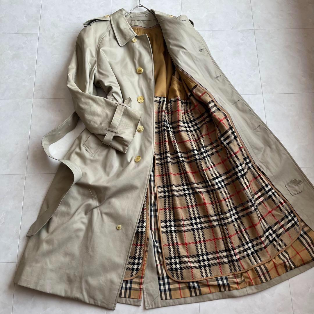 Burberry Nova Check Trench Coat L Size with Belt Unused Condition