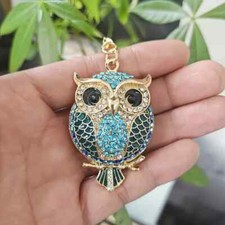 Rhinestone Owl Keychain Pendant Enamel Alloy Key Ring Bag Ornament Accessories