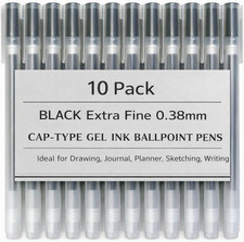 Muji 0.38 Mm Pen Smooth Gel Ink Ballpoint Pens - Fine Tip, Black Ink, Cap Type -