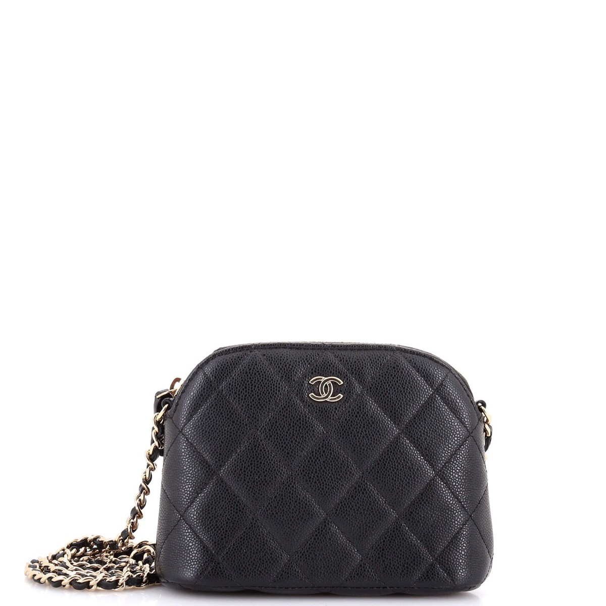 Chanel CC Dome Zip Clutch with Chain Quilted Caviar Mini | eBay