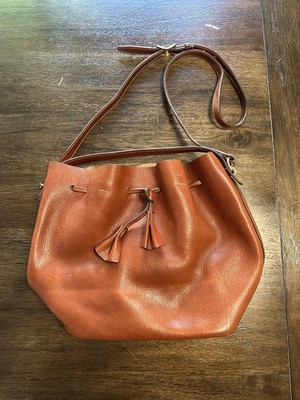 Ann Mashburn Florentine Vacchetta Bucket Leather Bag Purse Crossbody Italy Strap