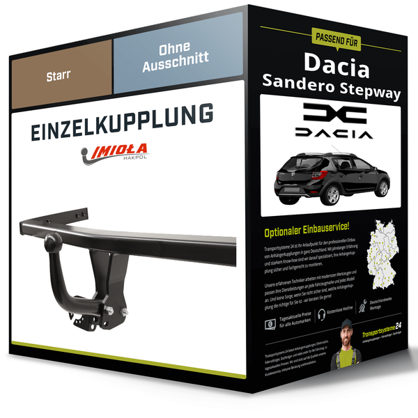 Starre AnhäNgerkupplung für Dacia Sandero Stepway 2008-2012 I Imiola Hak-Pol NEU-image
